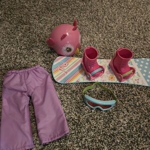 American Girl Wellie Wishers Frosty Fun Snowboard Set